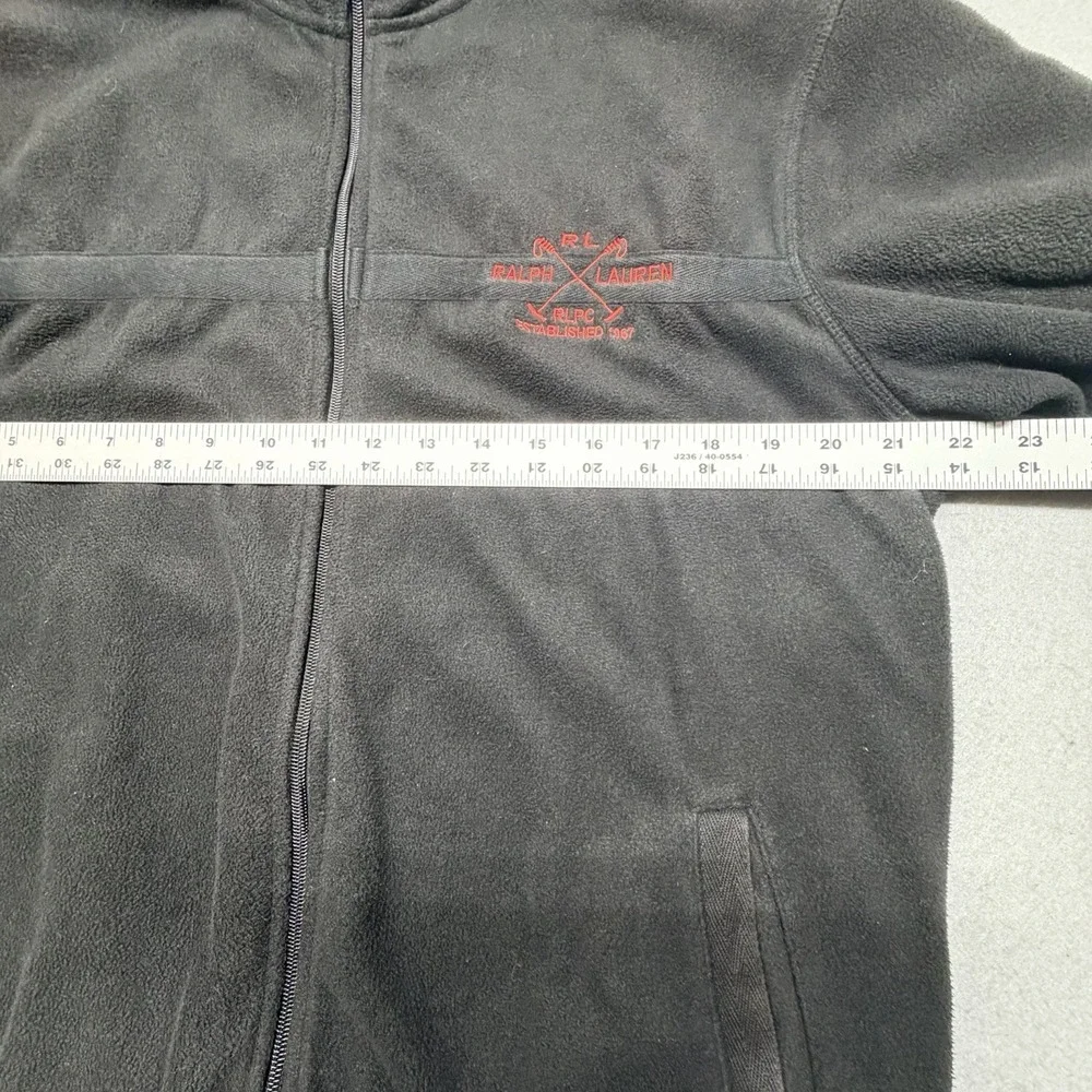 Ralph Lauren RLPC Fleece Jacket Men Black Full Zip Red Lined Polo Size XL FITS M